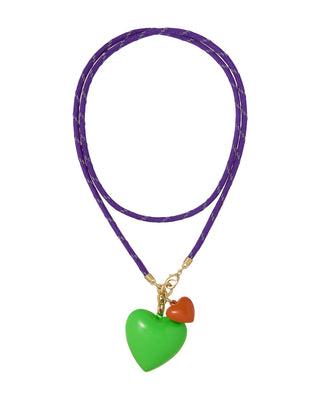 The Happy Cord Long Big Double Heart Necklace