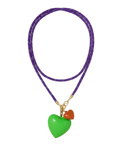 The Happy Cord Long Big Double Heart Necklace