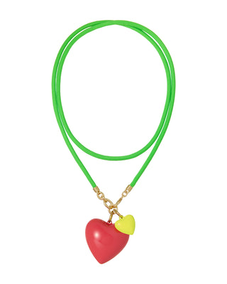 The Happy Cord Long Big Double Heart Necklace