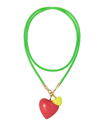 The Happy Cord Long Big Double Heart Necklace