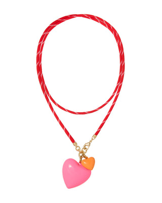 The Happy Cord Long Big Double Heart Necklace