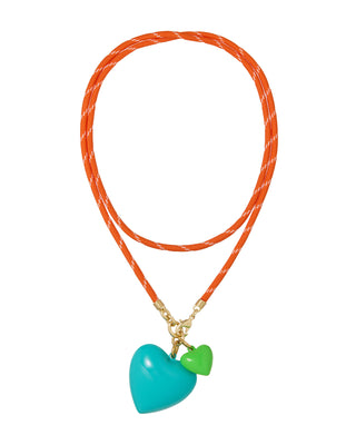 The Happy Cord Long Big Double Heart Necklace