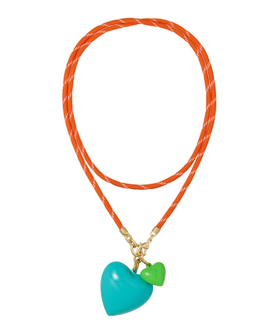The Happy Cord Long Big Double Heart Necklace