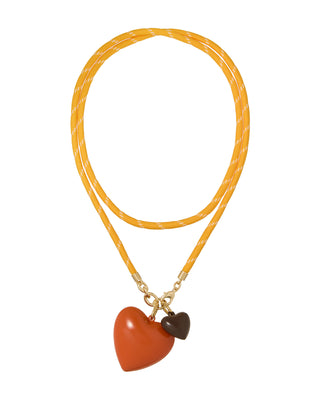 The Happy Cord Long Big Double Heart Necklace