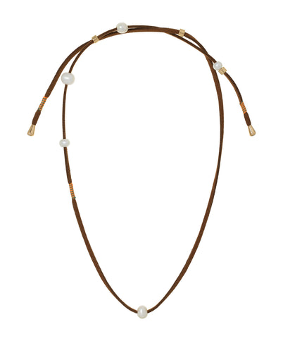 The Pearl Leather Wrap Necklace