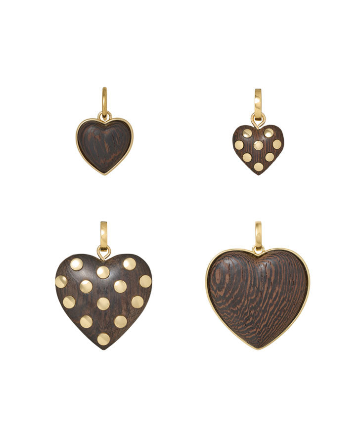 The Wood Heart Charms