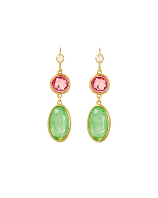 Roxanne Assoulin Cubic zirconia stones set in gold plated bezel drop earrings 