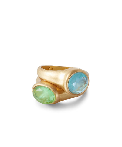 The Little Bits Ring Set in Tourmaline and Aqua
