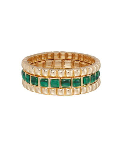 The Puffy Stud Bracelet Stack in Green