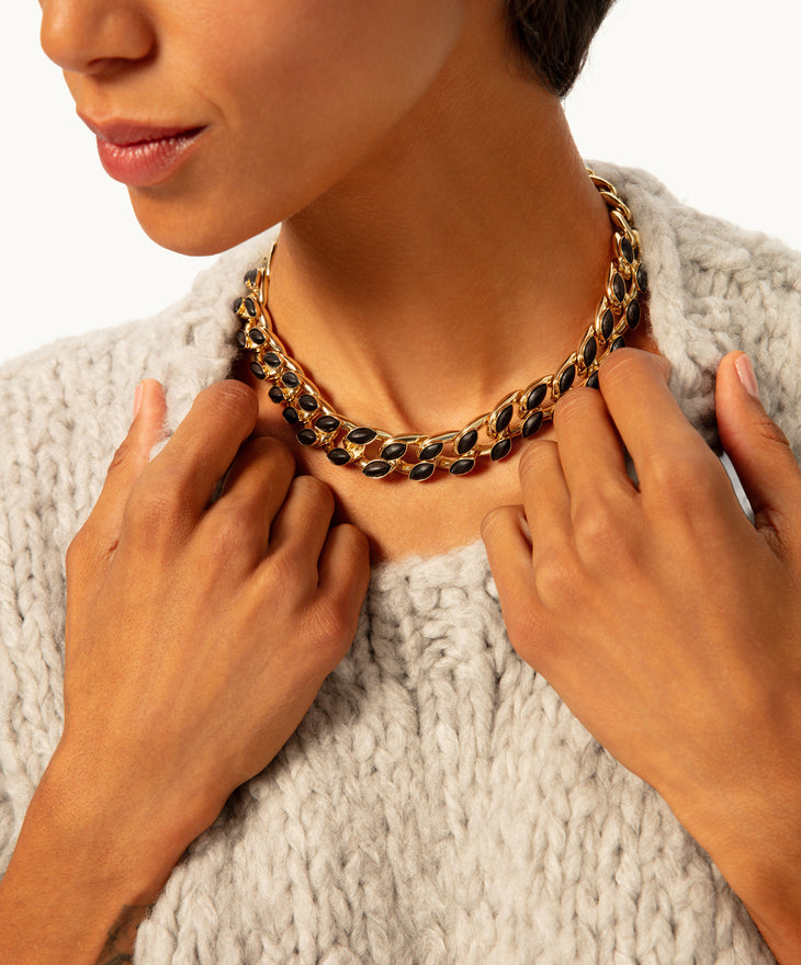 The Studded Wood Link Necklace