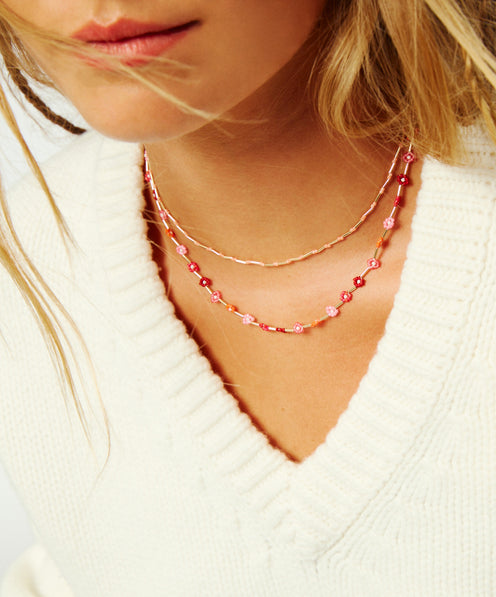 Flower Patch Necklace in Rose