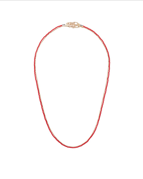 17 GOLD BEADS + RED JASPER BEADED NECKLACE