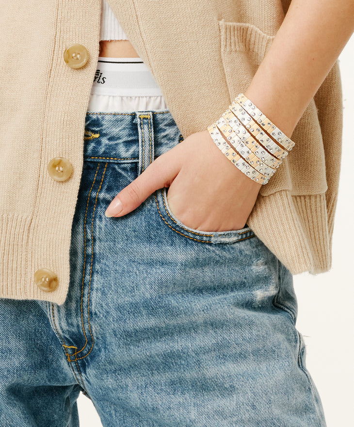 Roxanne Assoulin Twinkle Twinkle Cream Bracelets on model